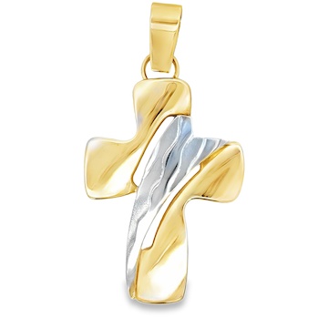 Žluté zlato masivní KŘÍŽ dvoubarevný